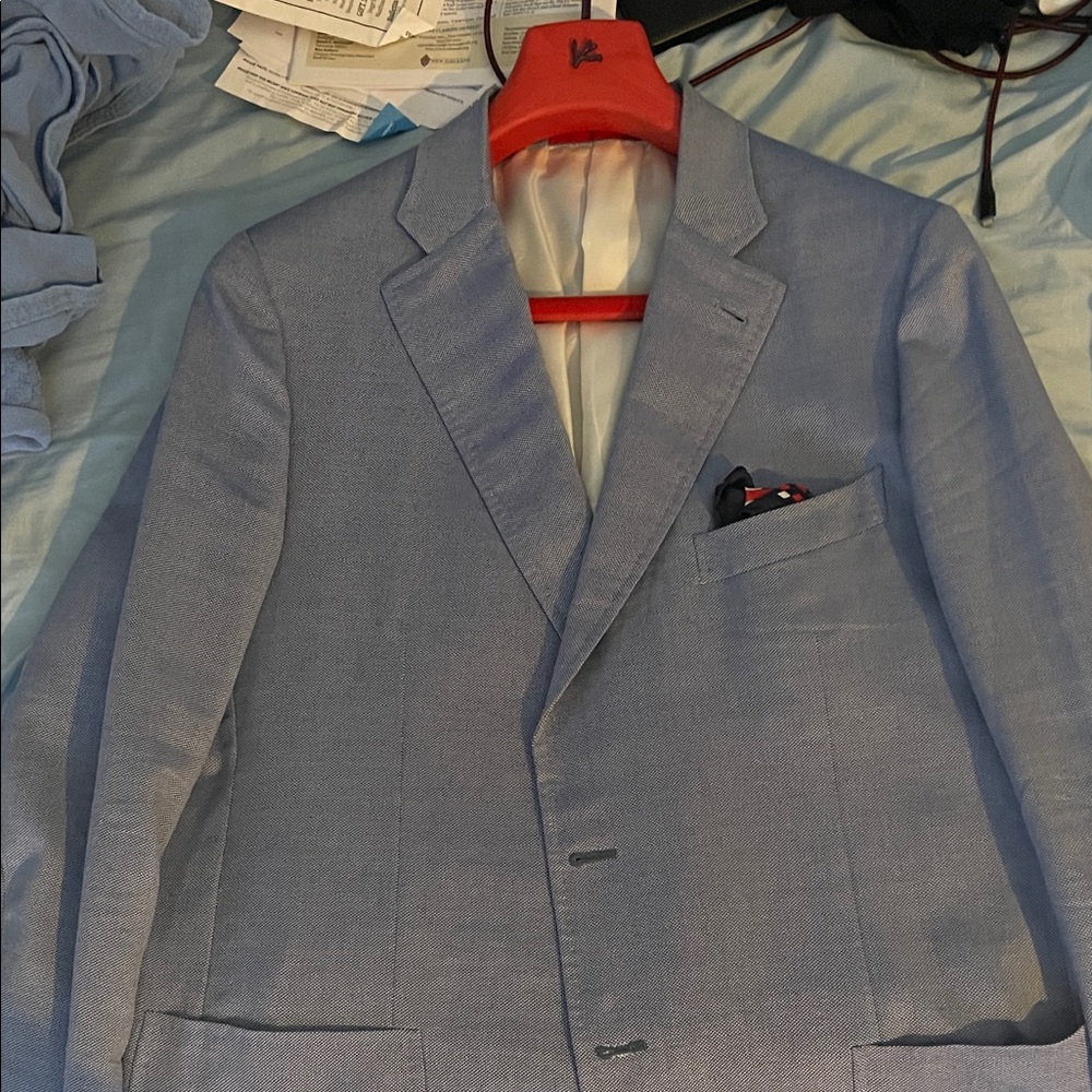 Isaia Light Blue Linen Sport Coat